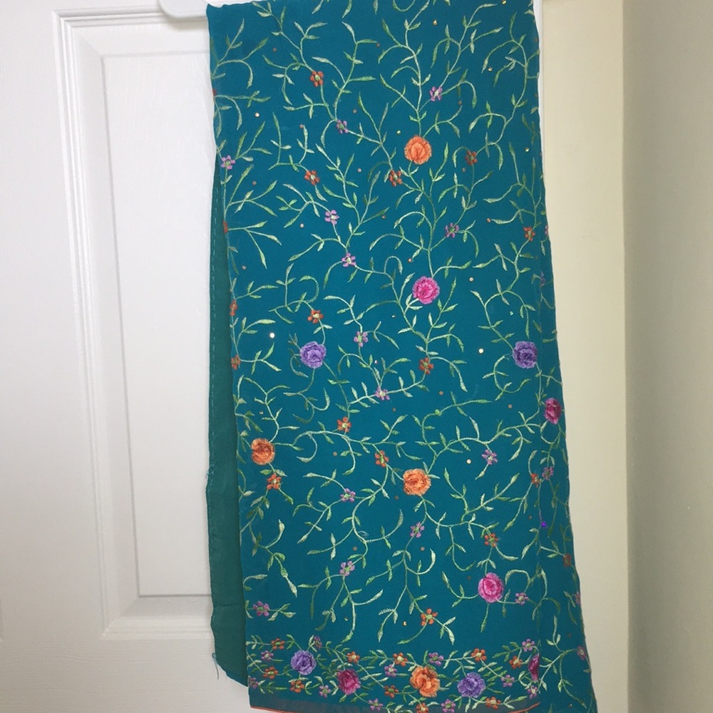 Colorful blue floral saree
